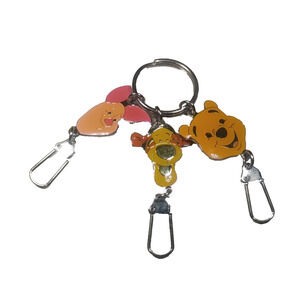 Disney Keychain Pooh Tigger Piglet Metal Silver Tone
